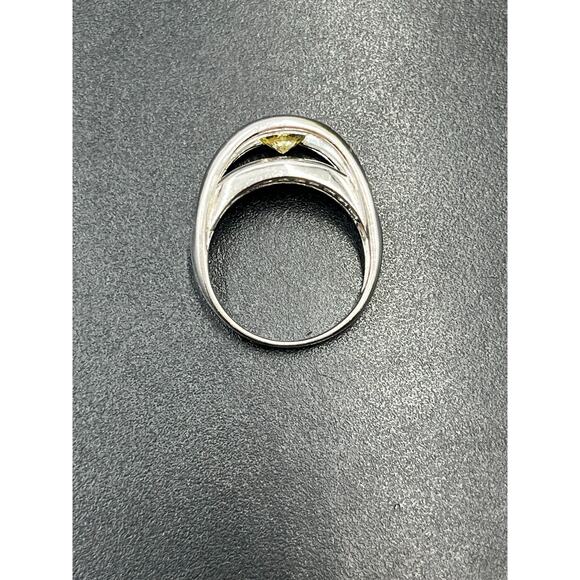 Designer Sterling Silver 925 Raised Yellow Round and Baguette CZ Ring  Size 8.25 - Picture 11 of 11